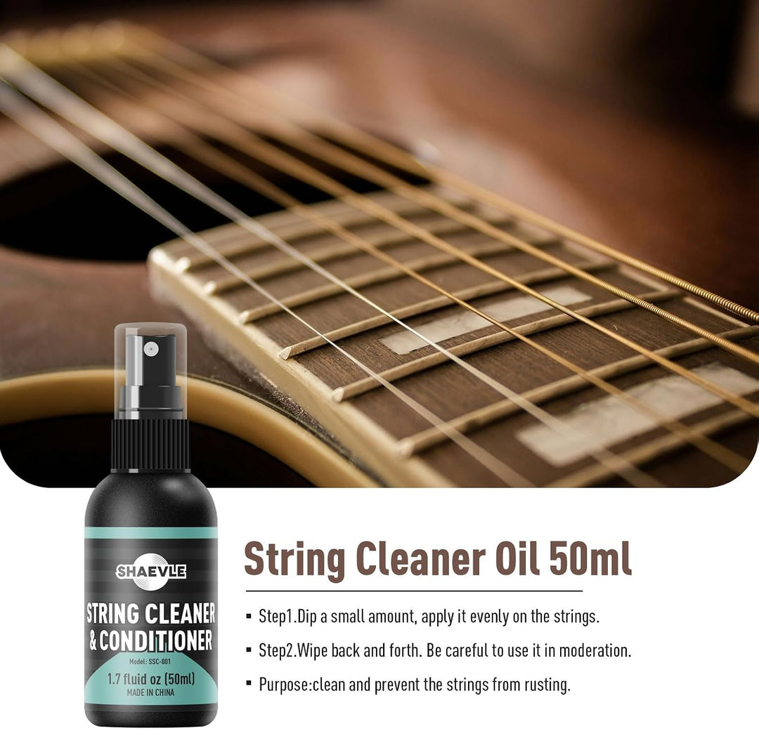 Gitarrenreinigung,All IN ONE Kit: Gitarrenpolitur, Griffbrett-Zitronenöl, Saitenreiniger-Öl, Reinigu