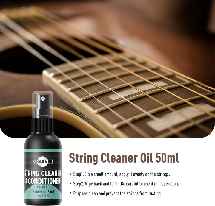 Gitarrenreinigung,All IN ONE Kit: Gitarrenpolitur, Griffbrett-Zitronenöl, Saitenreiniger-Öl, Reinigu