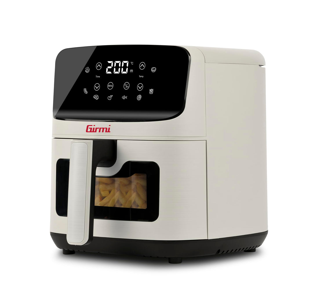 Girmi FG27 "Ecofrit Lite" Heissluftfritteuse, 4,2 Liter, 1400 W, Digitalanzeige, 8 Programme, Timer,