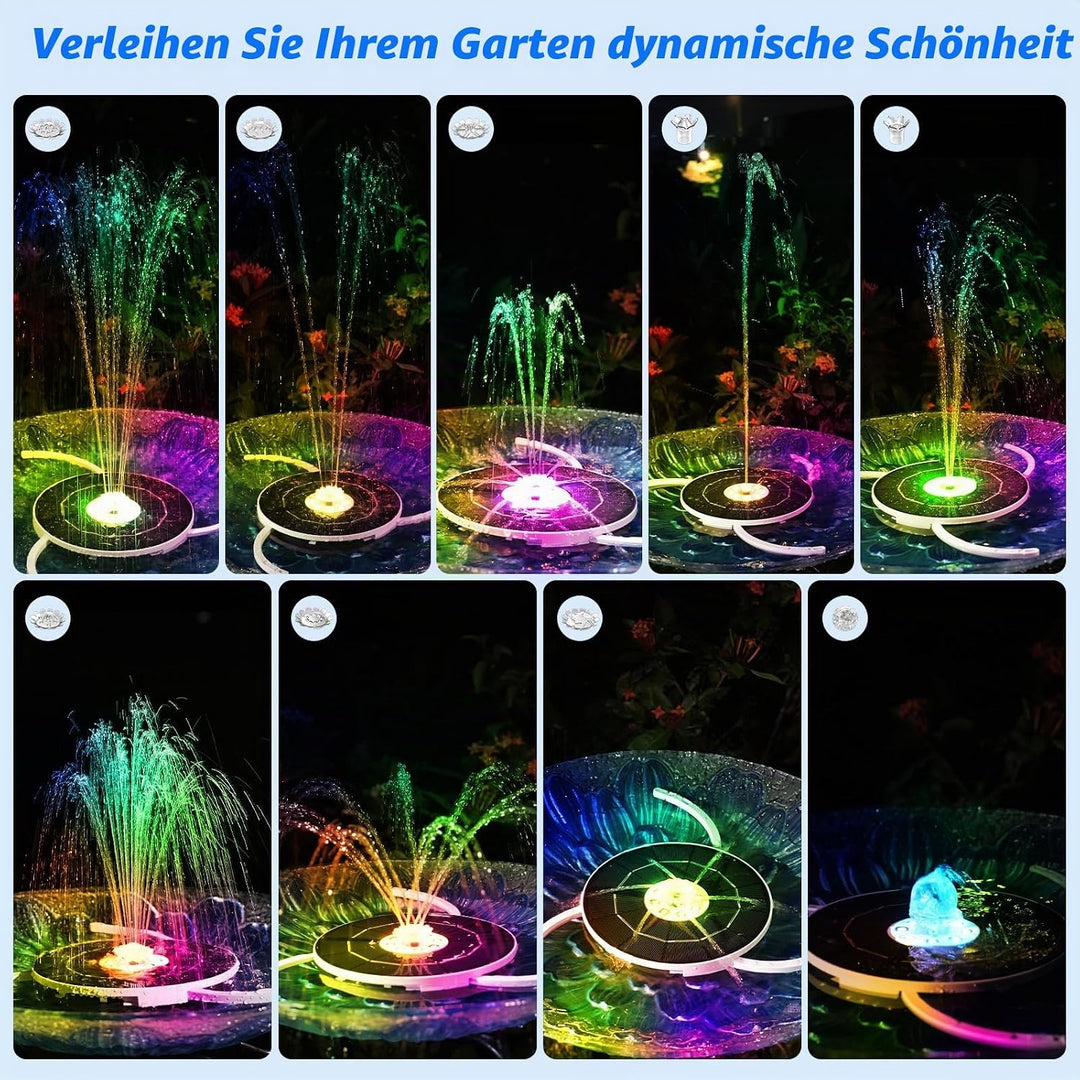 AISITIN 3,5W LED Solar Springbrunnen nur Nachts, mit 3000mAh Akku,Solar Schwimmender Fontäne Pumpe m