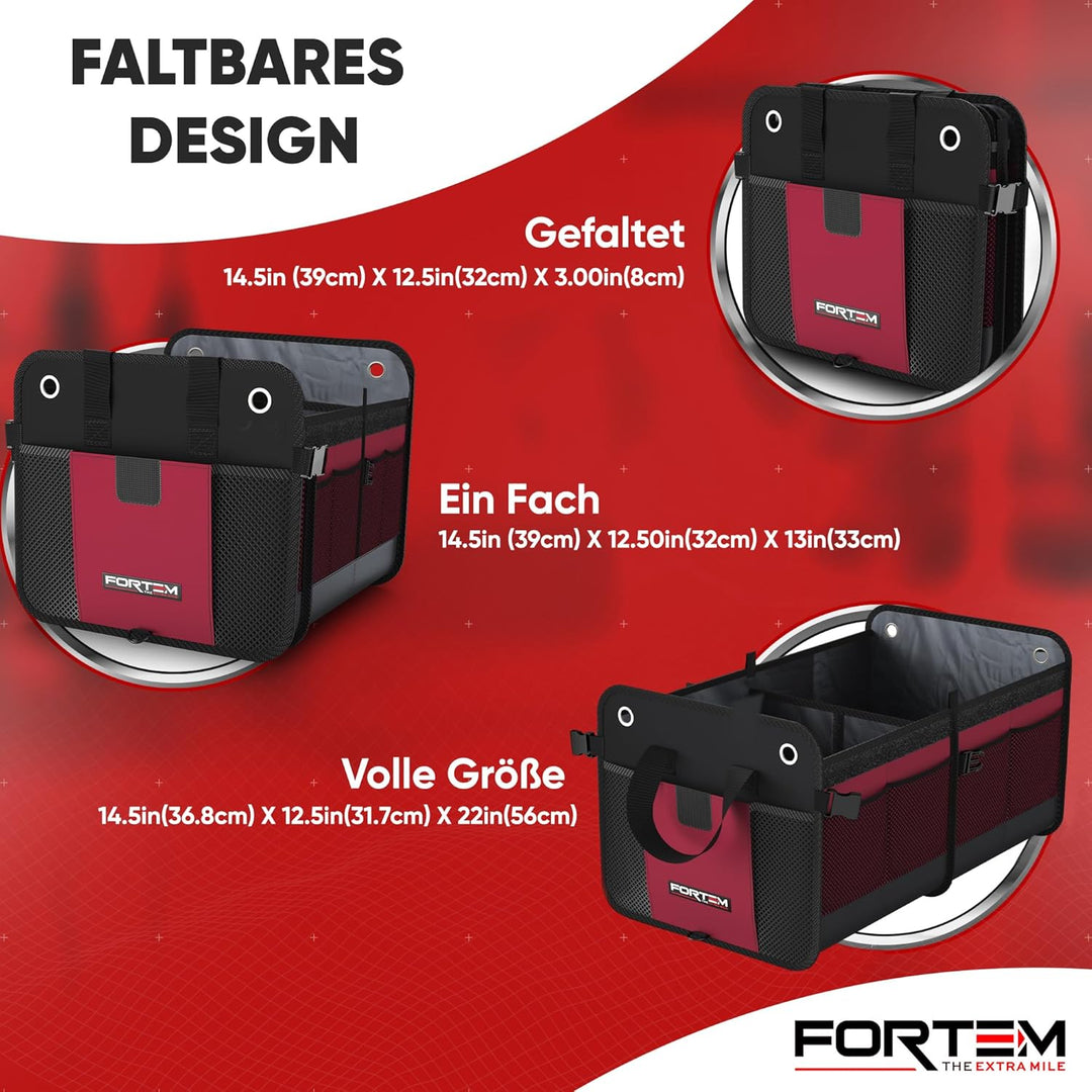 FORTEM Kofferraum Organizer, Kofferraumtasche, Zusammenklappbarer Auto Organizer Kofferraum mit Fäch