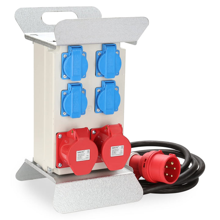 Fiqops Baustromverteiler 16a, Stromverteiler 4x230V+2x400V CEE, Wandverteiler mit LS-Schalter FI-Sch