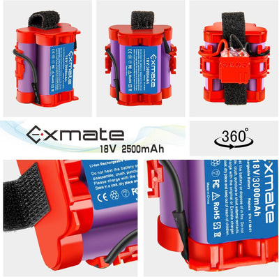 Exmate 18V 2500mAh Lithium Akku Kompatibel mit Gardena Mähroboter R38Li, R40Li, R45Li, R50Li, R70Li,