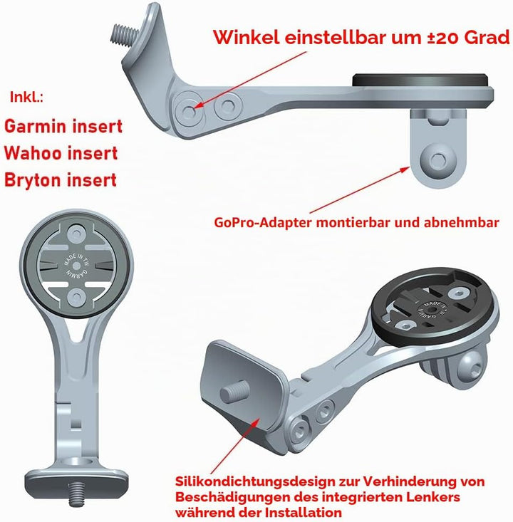 Cestbon Fahrradhalterung für Garmin Edge Wahoo Elemnt Combo Mount für Trek Madone verstellbar Aero V