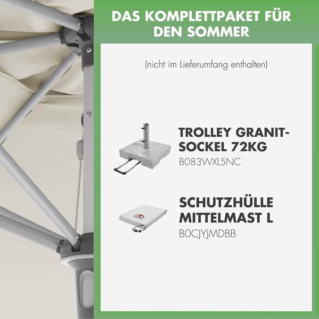 doppler Sonnenschirm AluPro Neo Kurbel 305cm I 6-eckiger Sonnenschirm für Balkon & Terrasse I Schirm