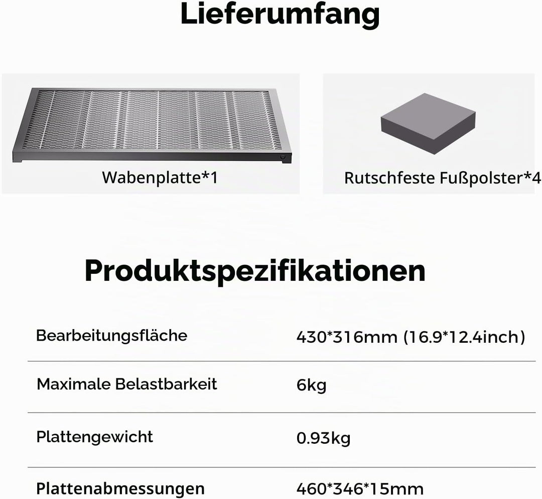 Creality Honeycomb Arbeitstisch für Falcon A1 und A1 Pro Lasergravierer, 460 × 346 mm Wabenplatte au