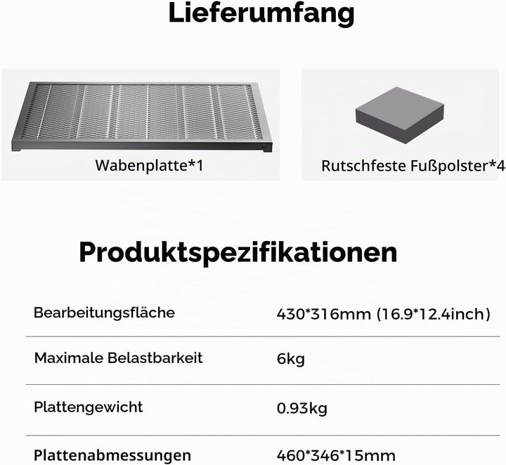 Creality Honeycomb Arbeitstisch für Falcon A1 und A1 Pro Lasergravierer, 460 × 346 mm Wabenplatte au