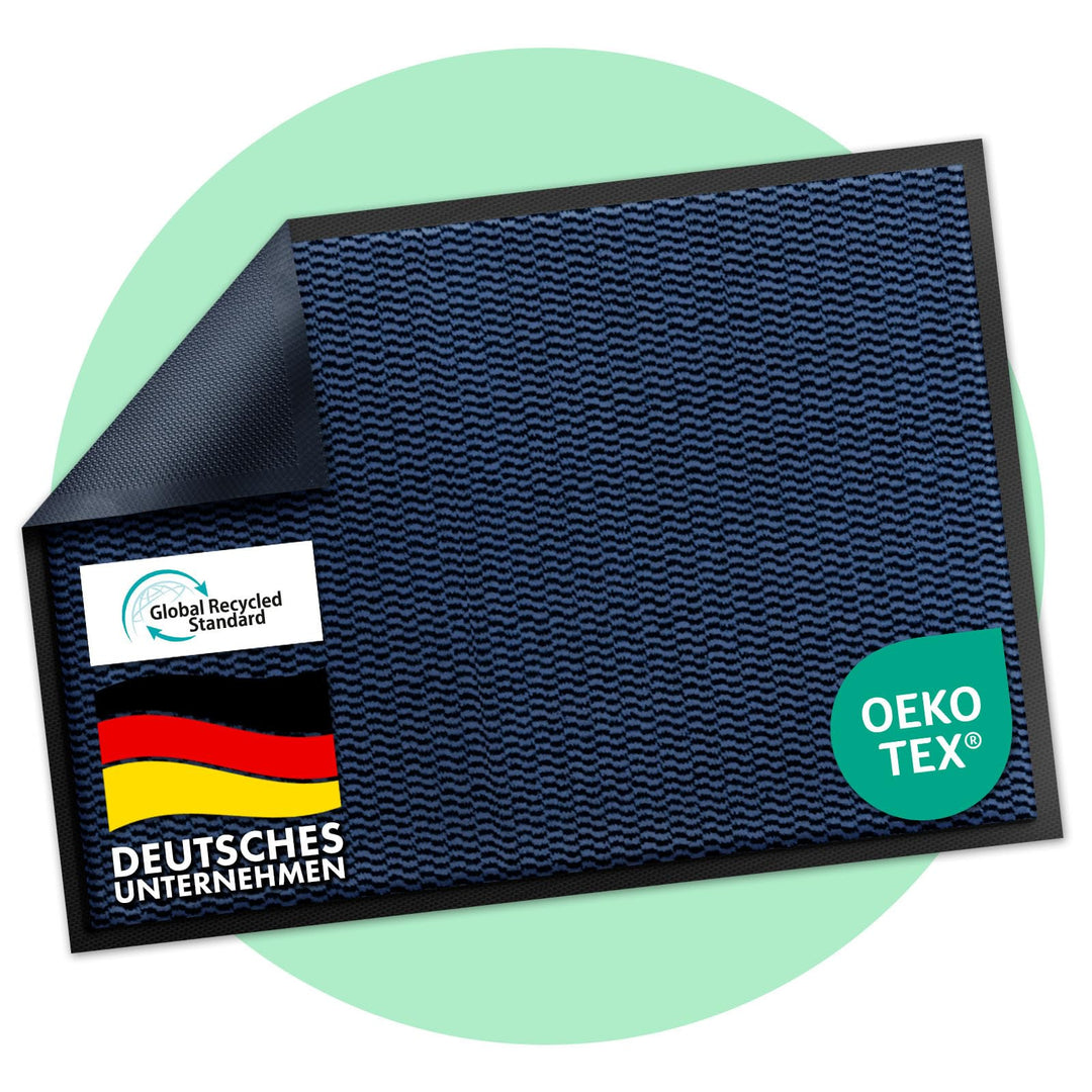 Floordirekt Premium Fussmatte für Eingangsbereich, 80x120cm Blau, Schmutzfangmatte für Innen und Aus
