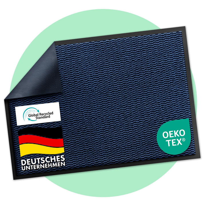 Floordirekt Premium Fussmatte für Eingangsbereich, 80x120cm Blau, Schmutzfangmatte für Innen und Aus