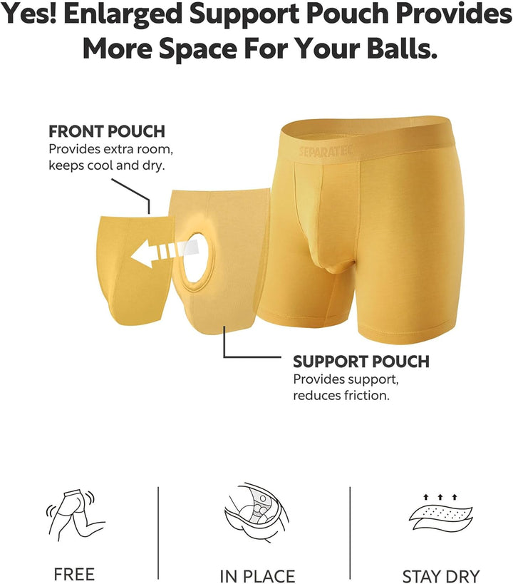 Separatec Herren Boxershorts Mehrfachpack Doppelbeutel Dual Pouch, Bambus Unterhosen Männer, Stretck