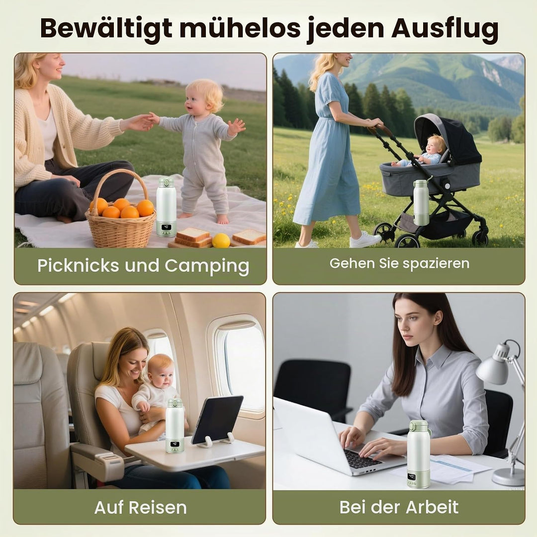 Tragbarer Flaschenwärmer Baby Unterwegs, 500ml Grosse Kapazität Babyflaschenwärmer Schnelle Erwärmun