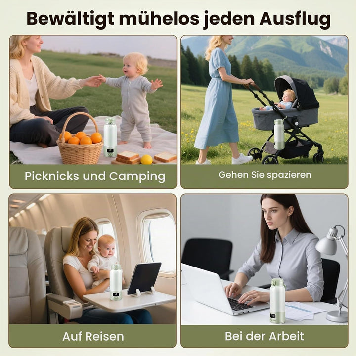 Tragbarer Flaschenwärmer Baby Unterwegs, 500ml Grosse Kapazität Babyflaschenwärmer Schnelle Erwärmun