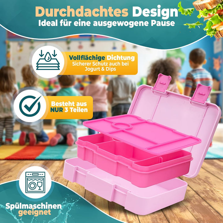 LUCKY KIDZ© Brotdose Kinder mit Fächern - Bento Box Kinder Brotdose mit Fächern - Auslaufsicher & BP