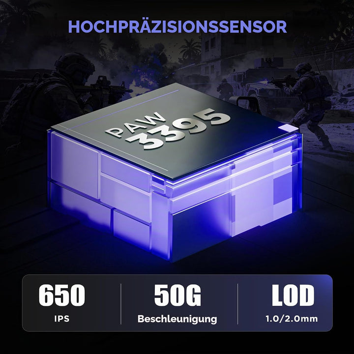 YUNZII M2 Kabellose Dual 8K Gaming Maus, PAW3395, 6-Stufen-DPI (Weiss), Weiss