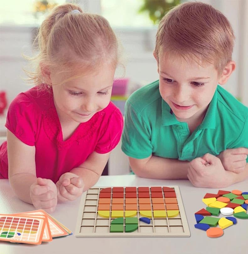 Montessori Spielzeug ab 3 4 5 6 Jahre, Mosaik Puzzle, Kinderspielzeug ab 3 Jahre, Spiele ab 3 Jahren