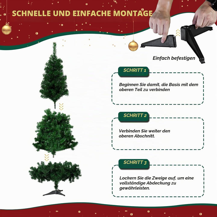 CCLIFE Künstlicher Weihnachtsbaum Nordmanntanne, 120cm, 225 Astspitzen, Tannenbaum Klein, Spritzguss