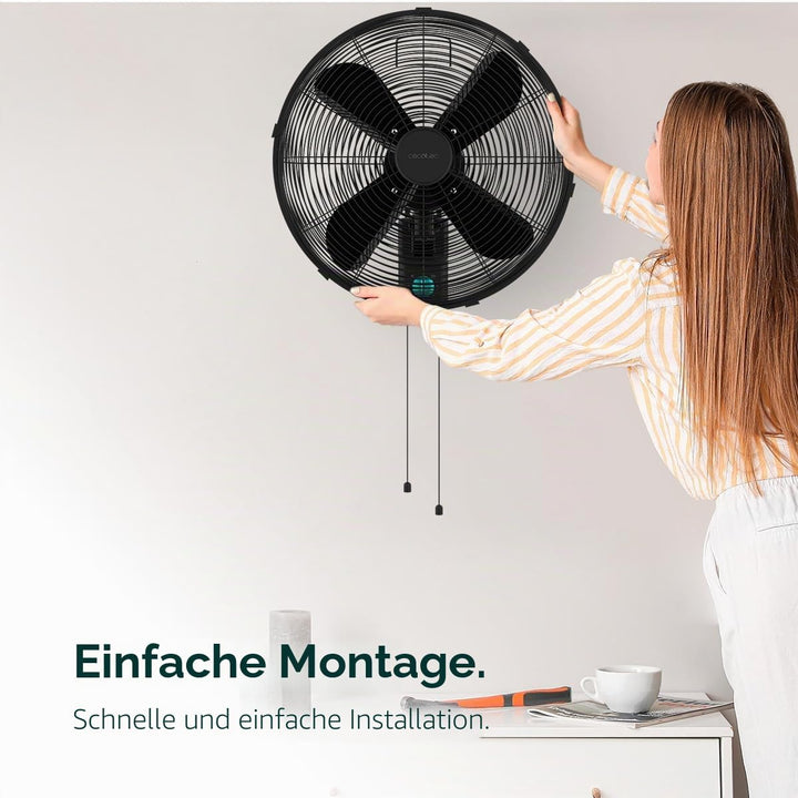 Cecotec - Wandventilatoren EnergySilence 4500 Power Wall Black, 50W, 30 cm Durchmesser, 4 aerodynami