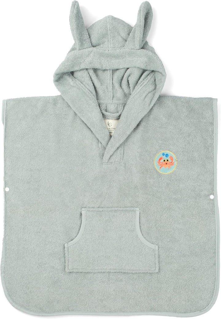 PandaHome Linden & Green Badeponcho Kinder, Frottee-Poncho für Jungen und Mädchen aus 100% Baumwolle