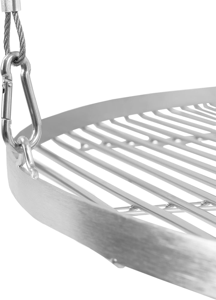 BBQ-Toro Edelstahl Grillrost Rund | Ø 100 cm | Grillgitter mit Seilaufhängung, Hänge Rost für Schwen