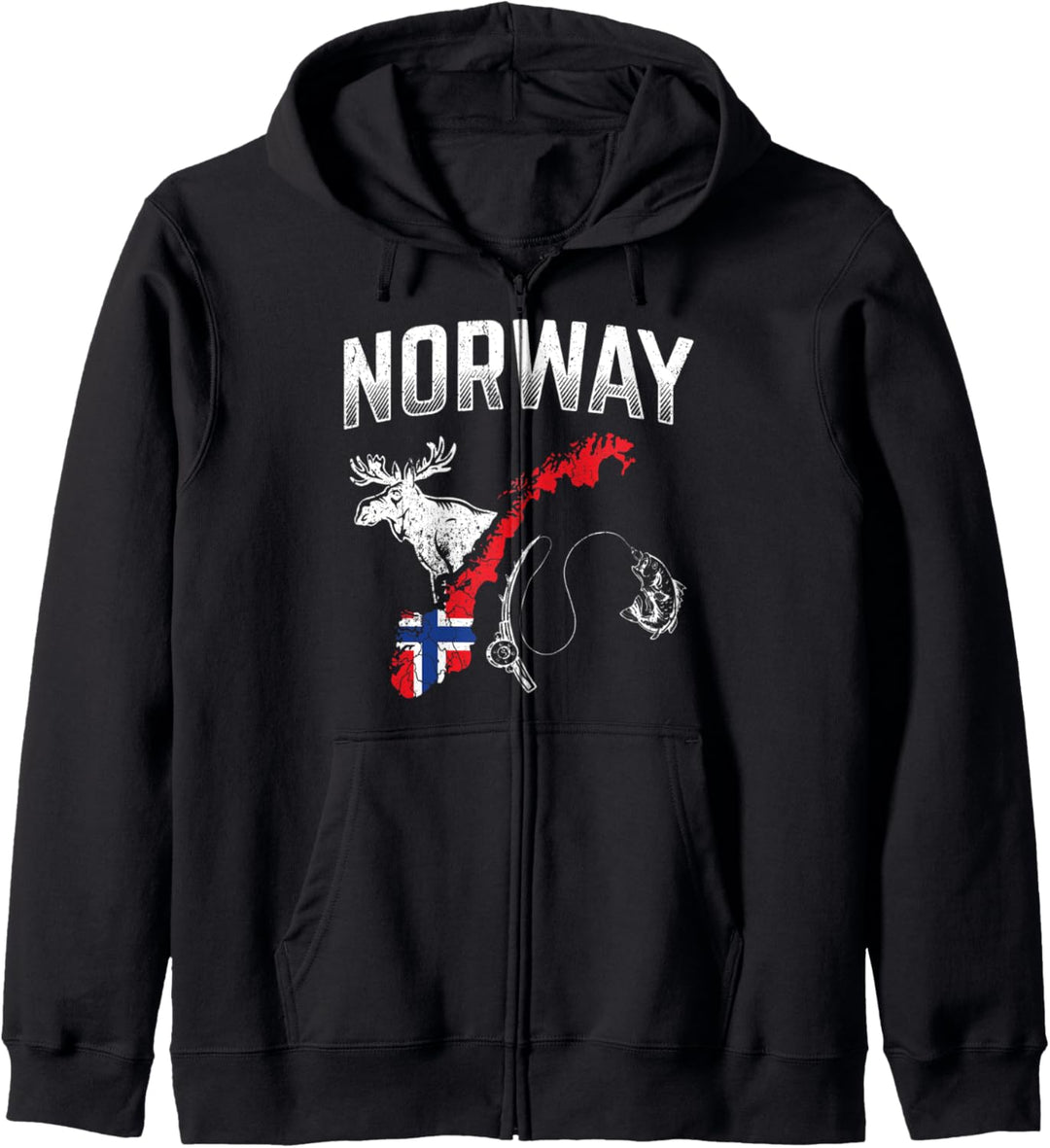Norwegen Urlaub Norwegen Landkarte Angel Norwegen Elch Kapuzenjacke