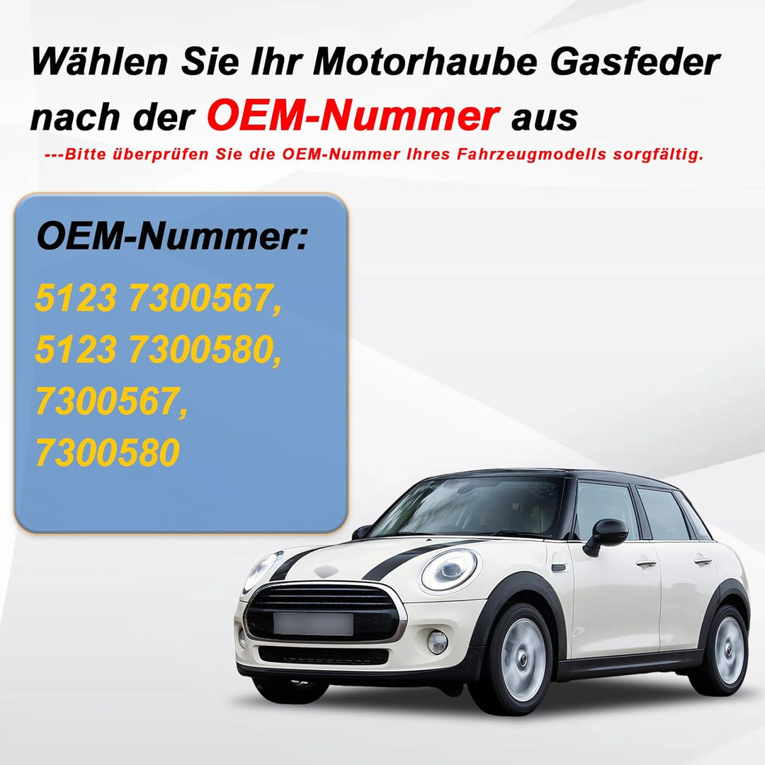 2x Motorhaubendämpfer für MINI Mini Cooper/Mini One F56 2019- Motorhaube Gasfeder Dämpfer Schwarz Er