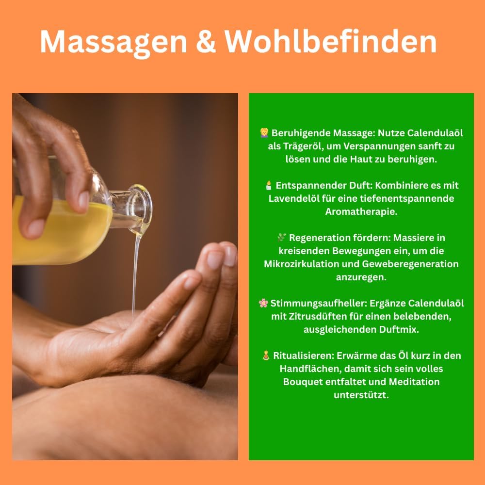 Bio Calendulaöl – 1000ml - naturreines Ringelblumenöl – 100% reines Pflegeöl für Haut & Kosmetik – N