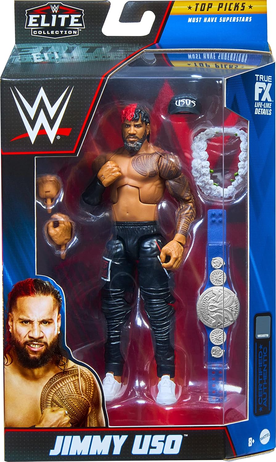 Mattel WWE Jimmy USO Top Picks Elite Collection Actionfigur, Artikulation & lebensechte Details, aus