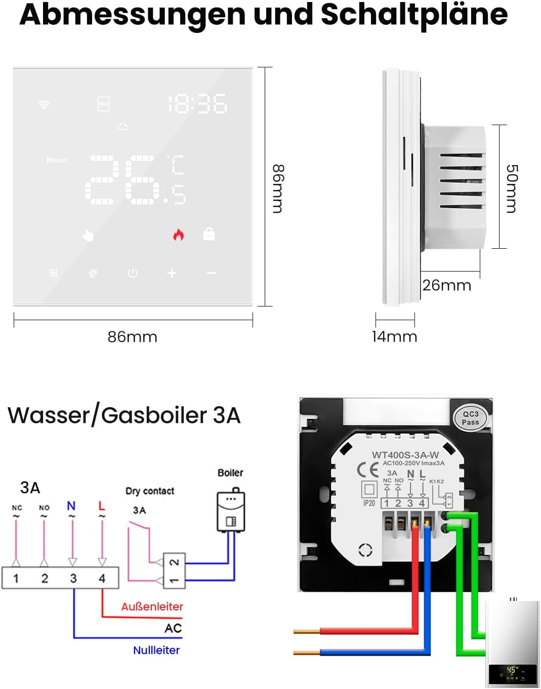 MIUCDA Smart Fussbodenheizung Thermostat WLAN Digital Raumthermostat Programmierbarer Heizungsthermo