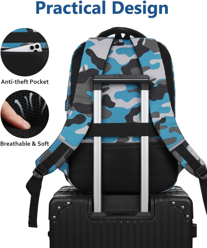 kadilong 15.6 Zoll Rucksack Laptop Herren,Schulrucksack Jungen Teenager Schulranzen Schule mit USB L