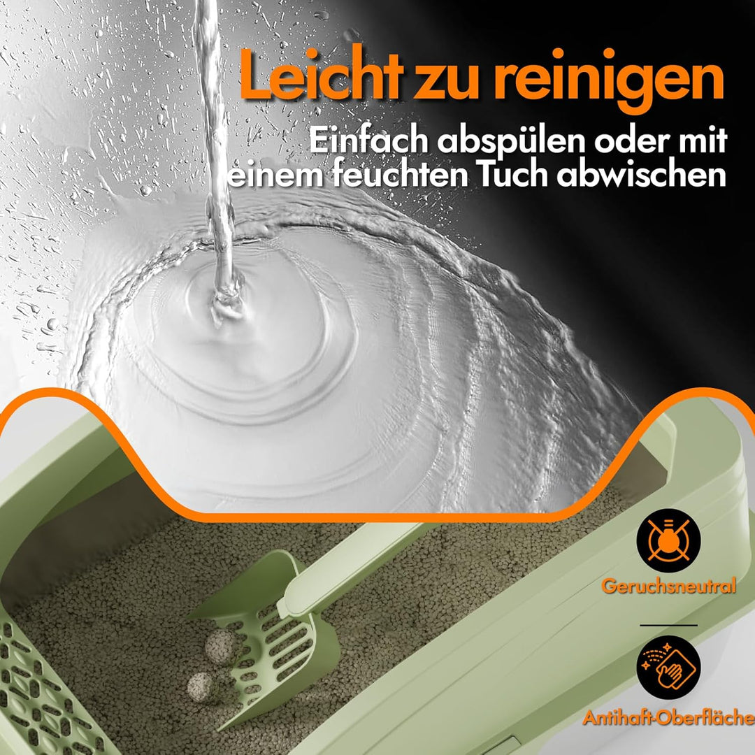 Katzentoilette Edelstahl Halbgeschlossen Gross | Katzenstreuschaufel, Doppelschicht Matte, Leicht zu