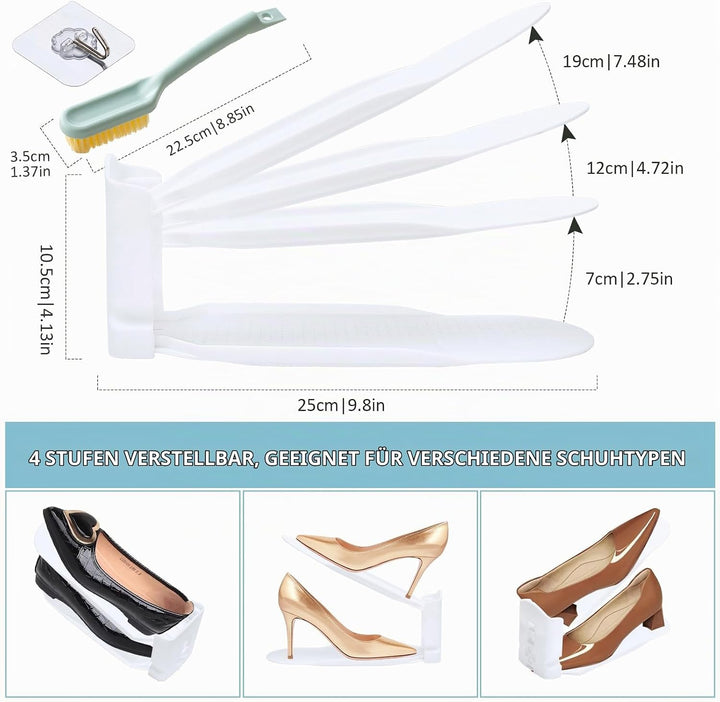 Einstellbare Schuhregale-20er Pack,Doppelschicht Schuhstapler,Schuhstapler/Schuhhalter Set,Platzspar