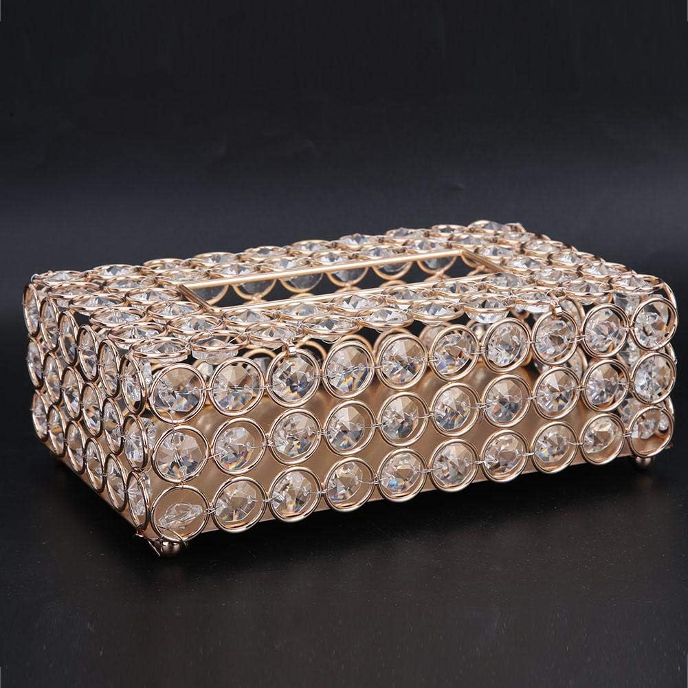 Hztyyier Crystal Tissue Box Rechteckiger dekorativer Serviettenhalter Crystal Paper Container für El