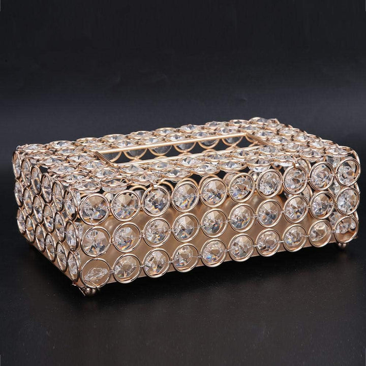 Hztyyier Crystal Tissue Box Rechteckiger dekorativer Serviettenhalter Crystal Paper Container für El