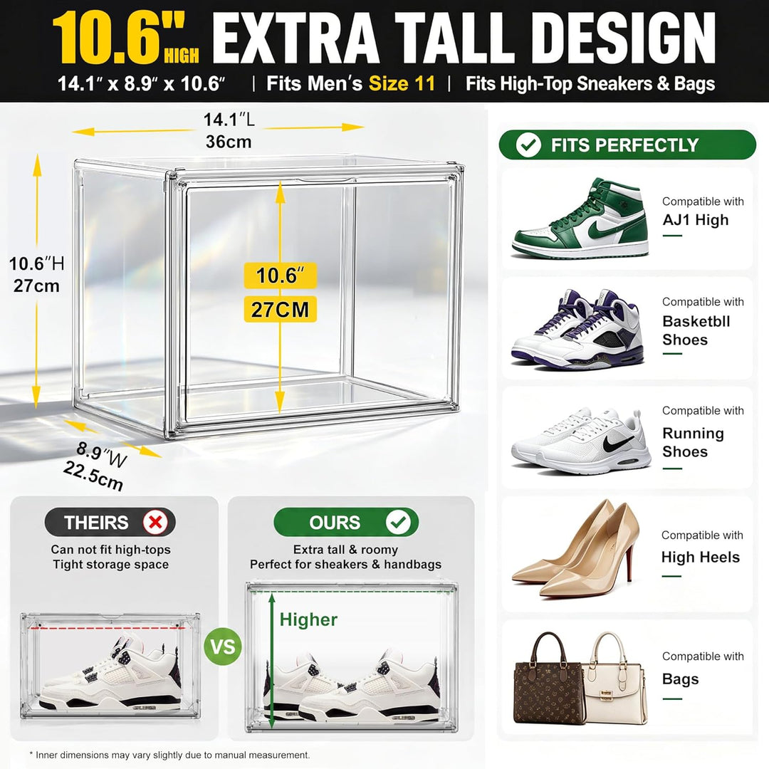 Schuhboxen Stapelbar Transparent Schuhaufbewahrungsbox Schuhkarton mit Deckel Schuh Organizer Schuha