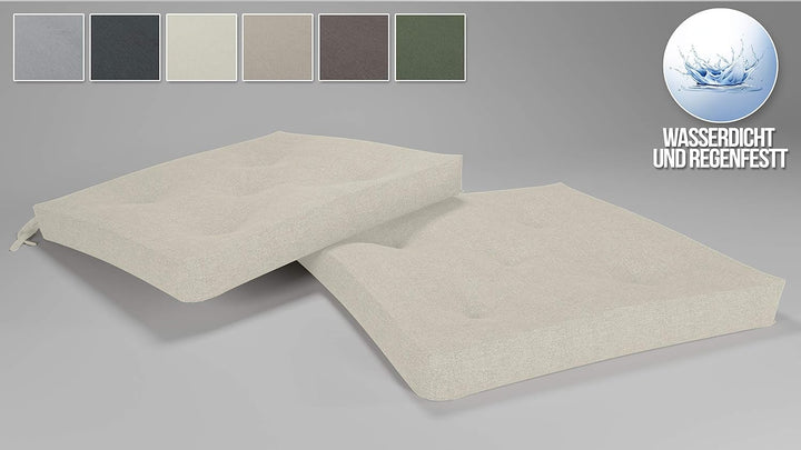 Rollmayer 2er Set Stuhlkissen Velvet Creme 163 40x40x4cm mit Steppung | Wasserdicht, Regenfest, Für