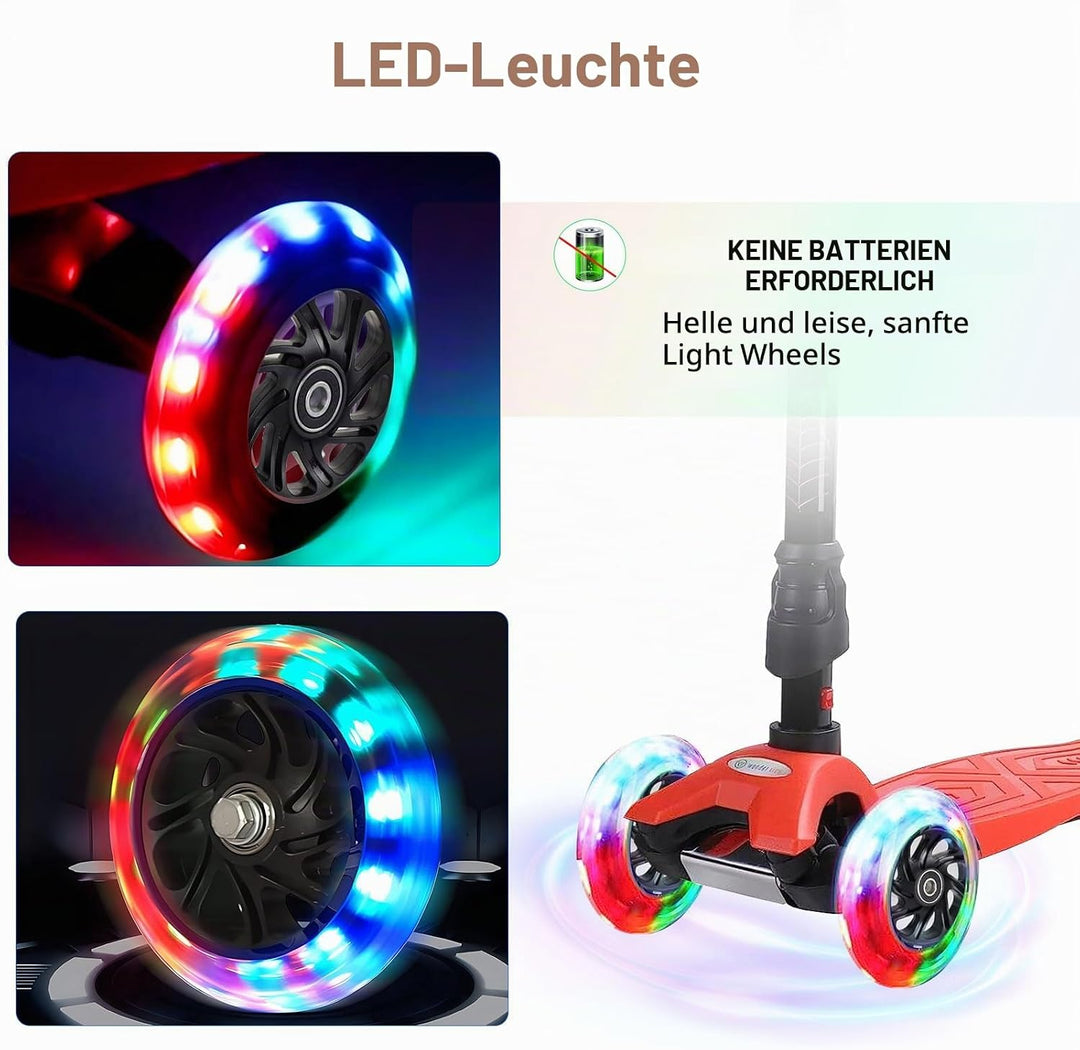 Leuchtende Stunt Scooter Rollen, 4 Stück LED-Lichtrollen, 120mm Led Scooter Ersatzräder Räder mit AB
