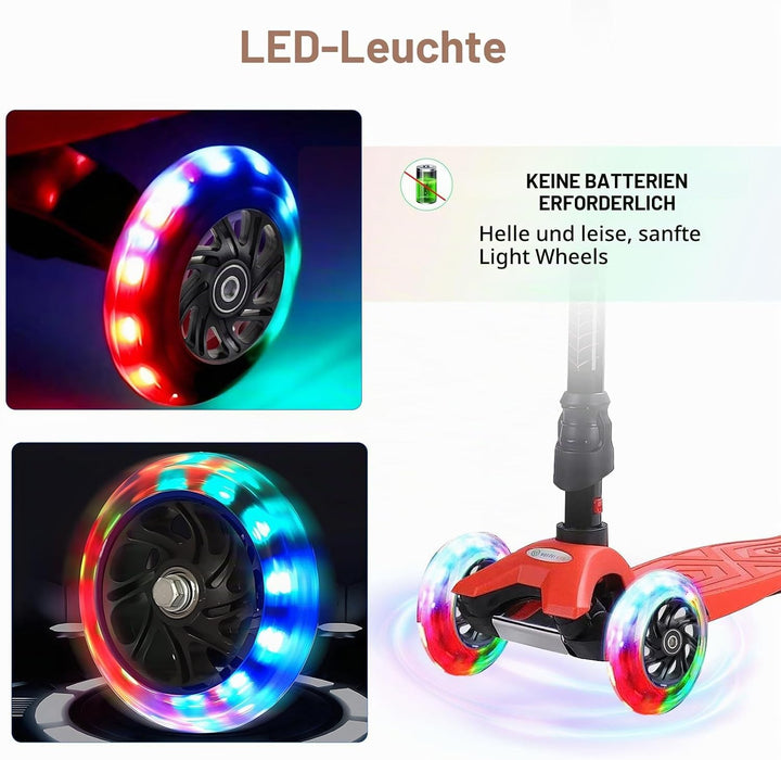DBREAKS Leuchtende Stunt Scooter Rollen, 4 Stück LED-Lichtrollen, 80mm+120mm Led Scooter Ersatzräder