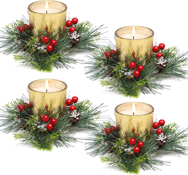 FUND AMLIGHT Weihnachten Teelichthalter Votivkerzenhalter für Tischdekoration 4-teilig, Adventskranz