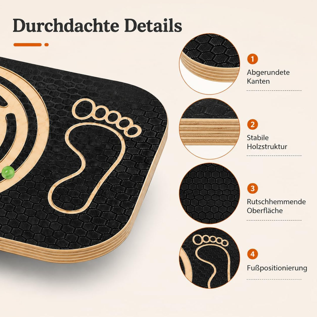 Balance Board Holz mit Labyrinth | Balancierbrett für Kinder, Gleichgewichtstrainer für Fitness, The