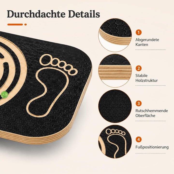 Balance Board Holz mit Labyrinth | Balancierbrett für Kinder, Gleichgewichtstrainer für Fitness, The