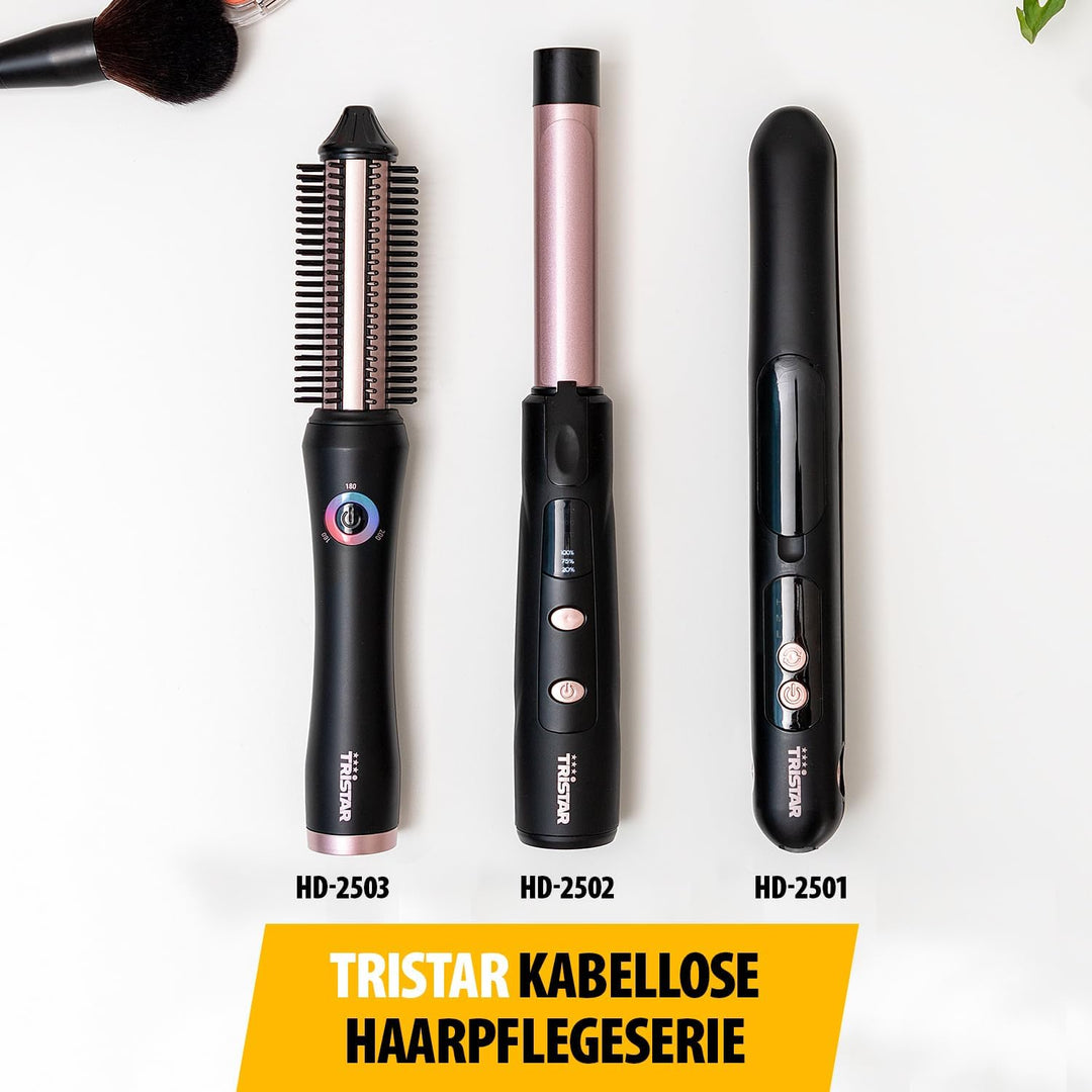 Tristar Kabellose Stylingbürste – 3 Temperatureinstellungen – Perfekt für unterwegs – Wärmeisolierte