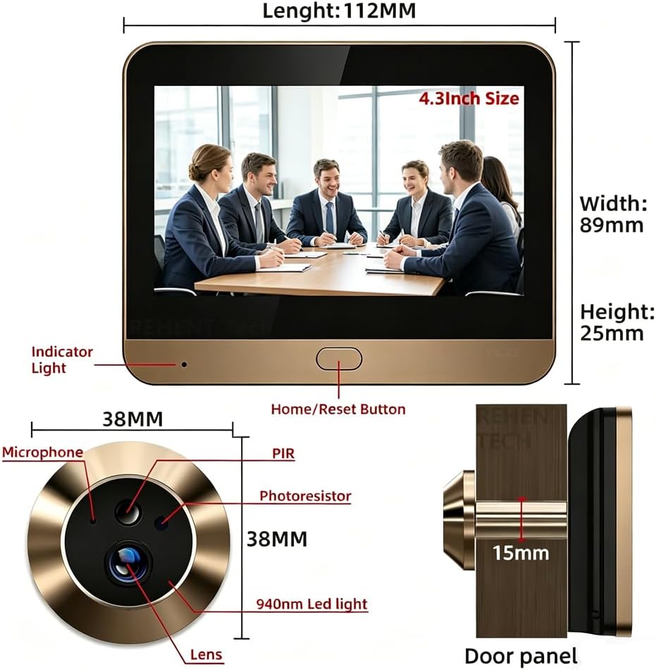 DG3 Türspion Kamera WLAN 1296P mit 32GB Speicherkarte, Digitaler Türspion Kamera mit 4,3 Zoll Farbbi