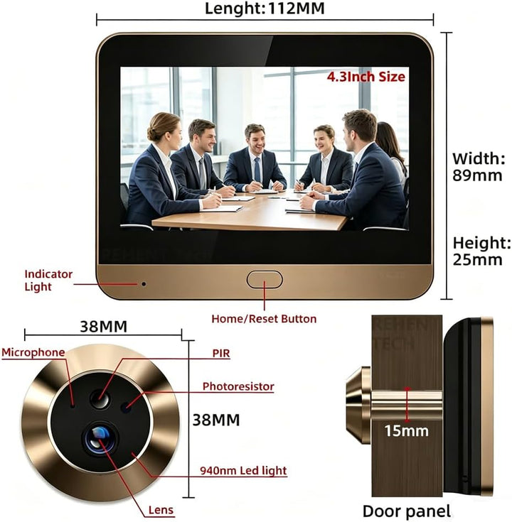 DG3 Türspion Kamera WLAN 1296P mit 32GB Speicherkarte, Digitaler Türspion Kamera mit 4,3 Zoll Farbbi
