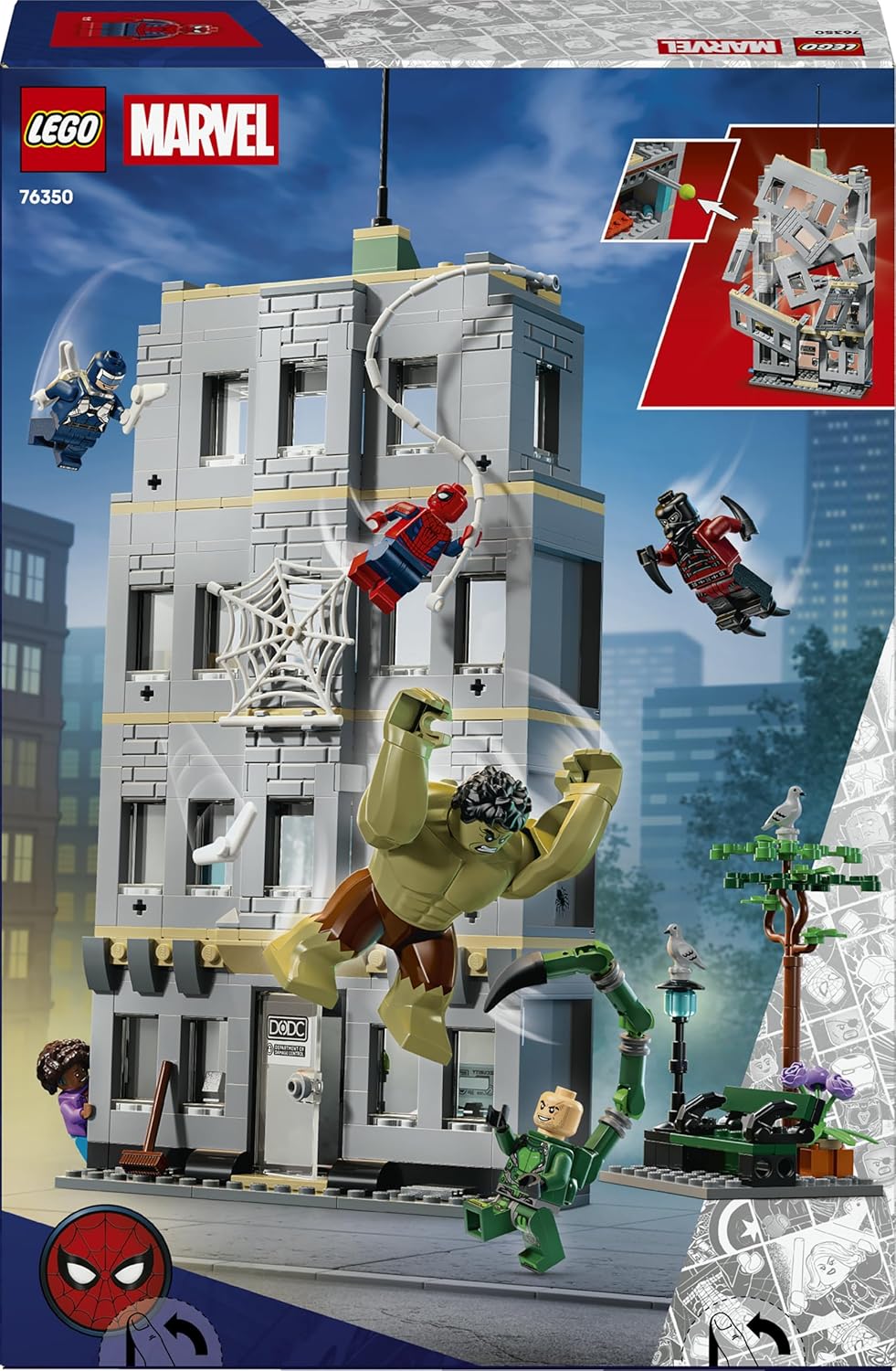 LEGO | Marvel Grosser Showdown: Spider-Man vs. Hulk - Interaktives Spielzeug mit 4-stöckigem Bürogeb