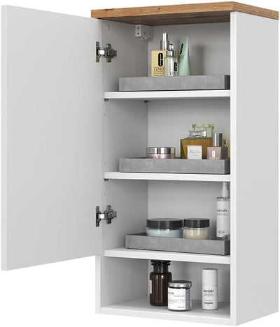 Vicco Badschrank Eden, Weiss Hochglanz/Artisan-Eiche, 40 x 77.5 cm mit 4 Fächer Weiss Hochglanz Häng