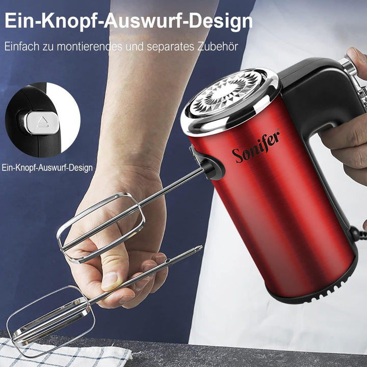 Sonifer Handrührgerät Elektrischer | 400 Watt Handmixer Edelstahl | 5 Geschwindigkeitsregler | Turbo