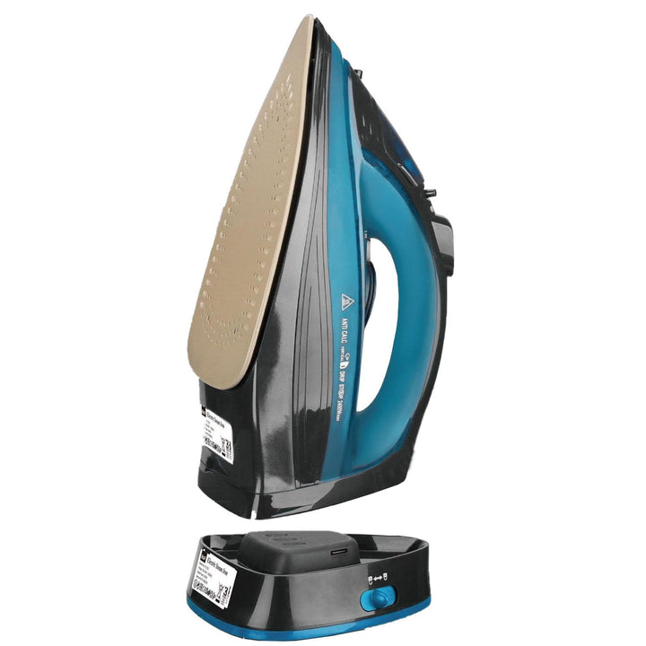 Bügeleisen, Dampfbügeleisen Kabelloses, Keramiksohle, abschaltautomatisch, 2400W Blau, Blau
