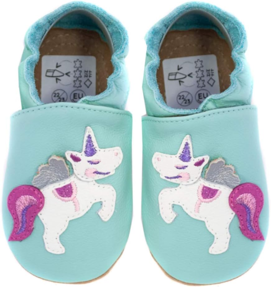 HOBEA-Germany Kitaschuhe Safestep, Kinderhausschuhe, Lederschuhe 20/21 EU Einhorn Mint, 20/21 EU Ein