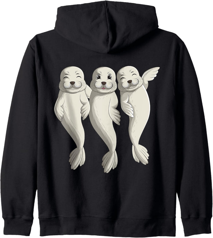 Robbe Seelöwe Seehund Robben Kinder Damen Mädchen Jungen Kapuzenjacke