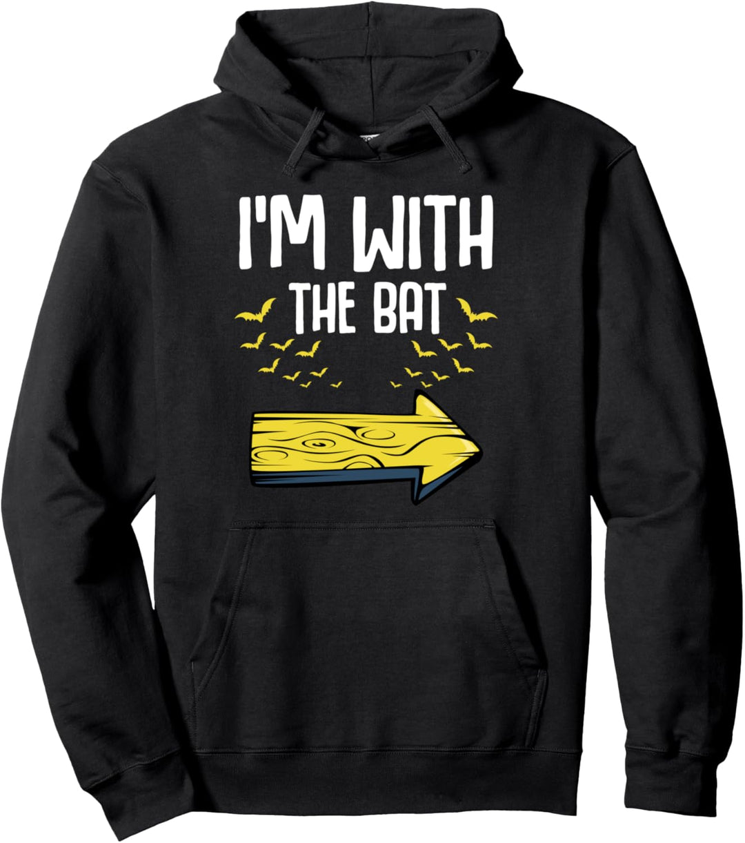I'm With The Bat Halloween Matching Paar-Kostüm Lustig Pullover Hoodie